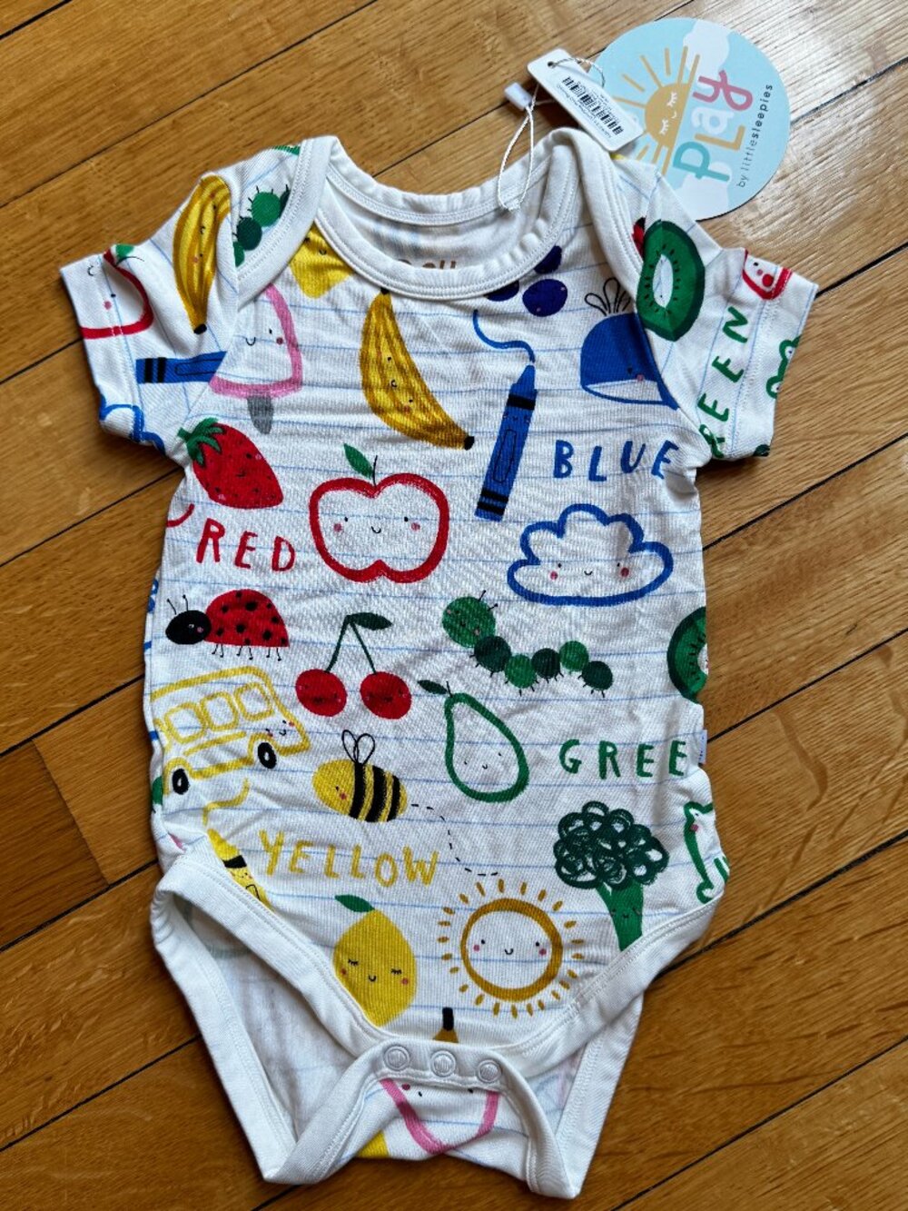 Little Sleepies PLAY School Colors Art Baby Bamboo Bodysuit 3 - 6 Months NWT